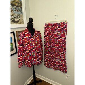 Vintage Victorias Secret Fleece Pajama Set Women Medium Red Heart Cotton Y2K 90s